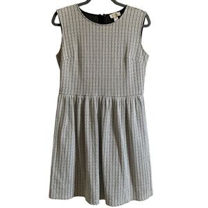 Loft Dress Women's Sz 8 Black White Herringbone Sleeveless Lightweight Summer